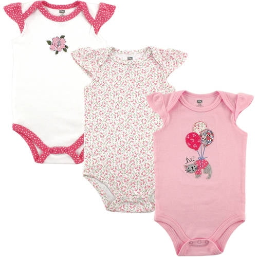 Hudson Baby - Hudson Baby Newborn Cap-Sleeve Bodysuits, 3pk (Baby Girls ...