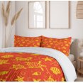 thumbnail image 6 of Ambesonne Orange Duvet Cover Sets, Yellow Turtles Crabs, 2-Queen, Burnt Orange Yellow, 6 of 7