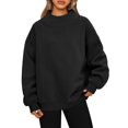 thumbnail image 3 of Womens Oversized Sweatshirts Highneck Pullover Long Sleeve Hoodies Tops Fall Fashion Outfits Clothes Black XL, 3 of 8