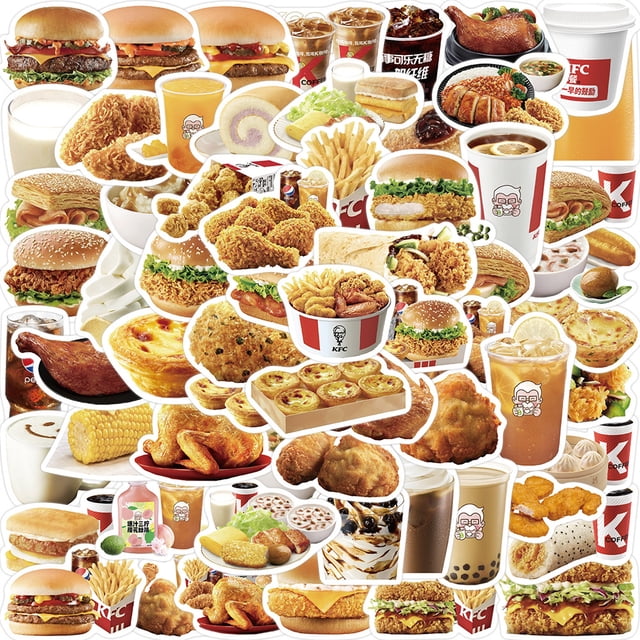 Pegatinas KFC Fried Food, impermeables, con grafiti, 64 unidades