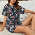 thumbnail image 6 of Bingfone Hawaiian Style Print Pajamas Sets for Women Soft Short-Sleeved Pjs with Lounge Shorts Two Piece Sleepwear, 6 of 8