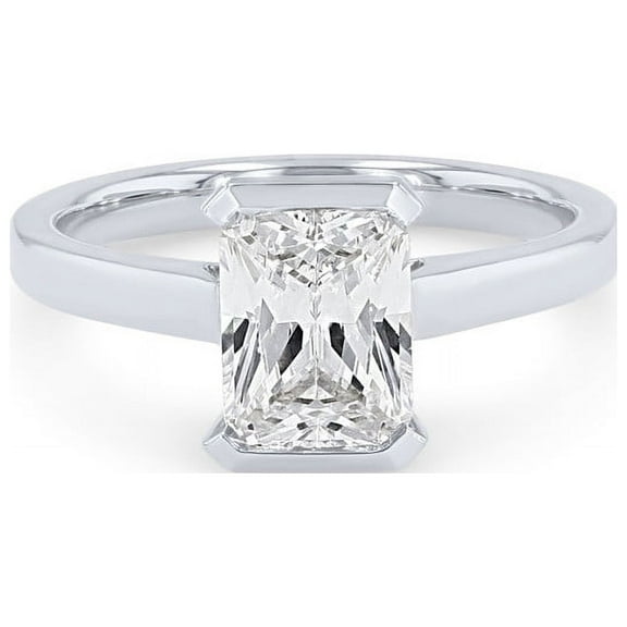 0.50 T.C.W Radiant Cut Natural Diamond Beautiful Solitaire Wedding Ring for Women Solid 14K White Gold Size 7
