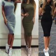 thumbnail image 1 of blanco de las mujeres de algodón hasta la rodilla de longitud flaco vestido de oficina de manga corta bodycon lápiz vestidopangjing, 1 of 3
