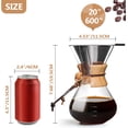 thumbnail image 3 of Pour Over Coffee Maker 20 OZ, 6 Cup Borosilicate Glass Drip Coffee Maker with Reusable Stainless Steel Filter and Cork Grip for Home Café 600 ML, 3 of 18