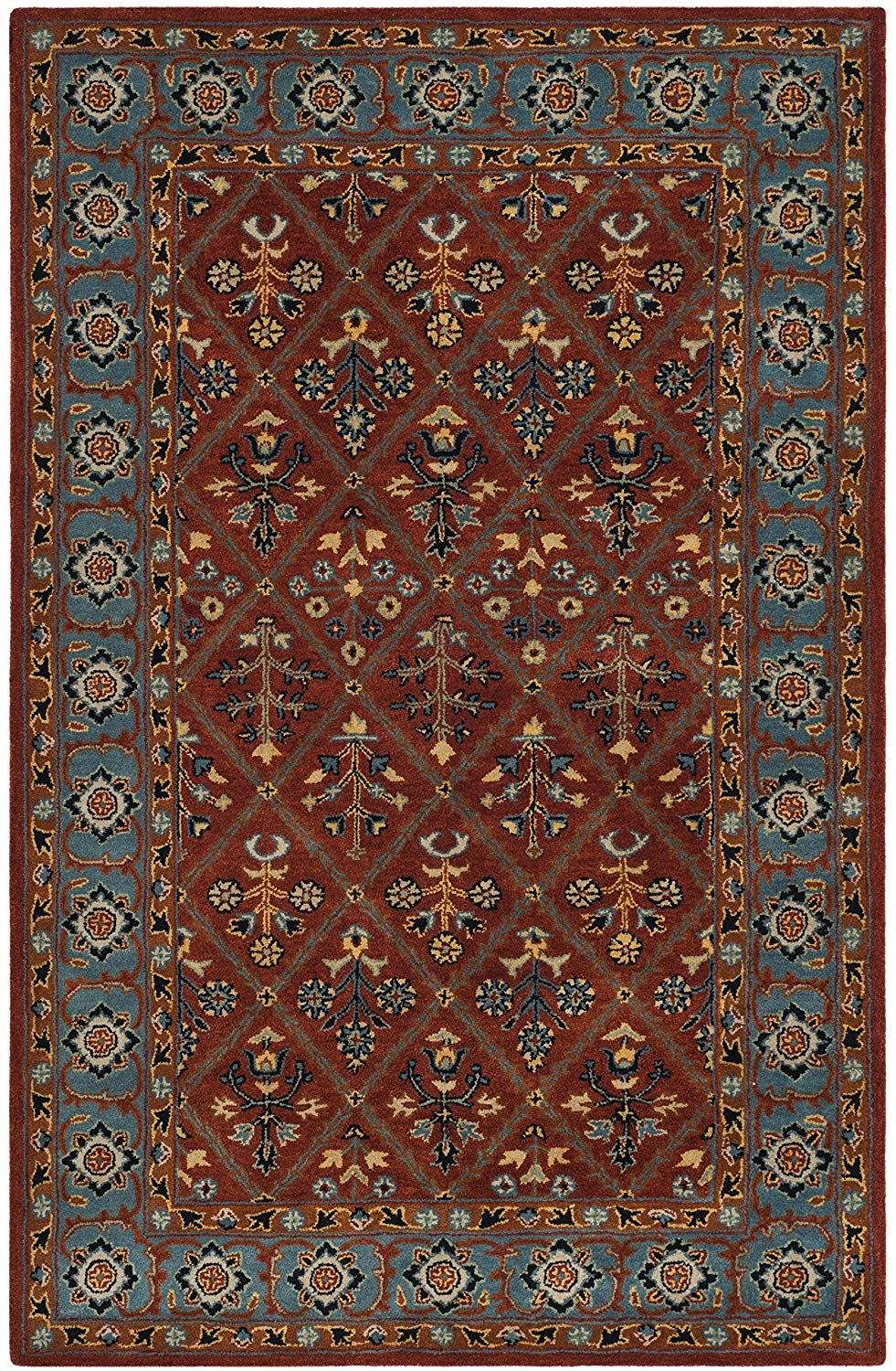 Safavieh Heritage Collection Premium Wool Area Rug, 5' x 8', Red/Blue