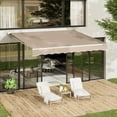 thumbnail image 3 of AECOJOY 10x8FT Outdoor Awning, Patio Sun/Rain Shelter w/Manual Crank, Beige, 3 of 7