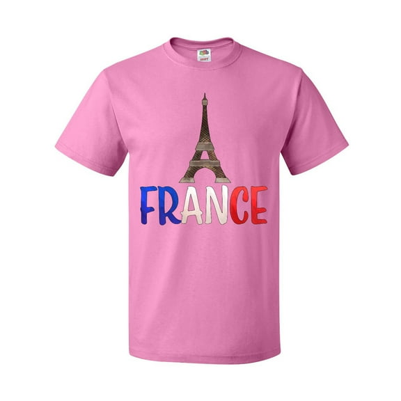 Inktastic France Eiffel Tower Flag in Text T-Shirt