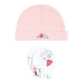 thumbnail image 3 of Hudson Baby Unisex Baby Cotton Cap and Scratch Mitten Set, Butterfly Floral, 0-6 Months, 3 of 5