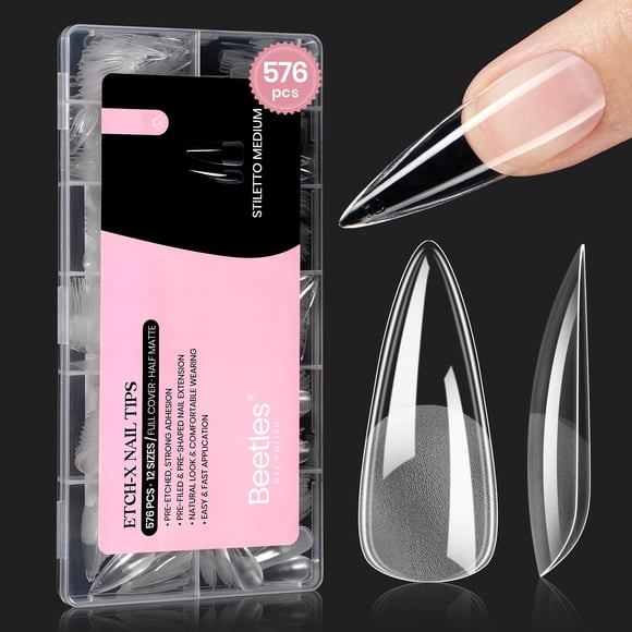 Set de puntas para uñas, extensiones de esmalte de uñas en gel Beetles, 576 unidades