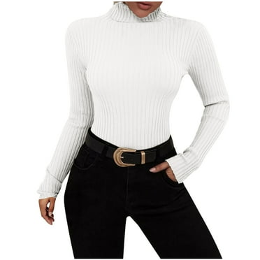 IROINID Chandail à Col Roulé pour Femme, Chandail, Couleur Unie, Décontracté, Longueur Courte, Manches Longues, Hauts de Chandail