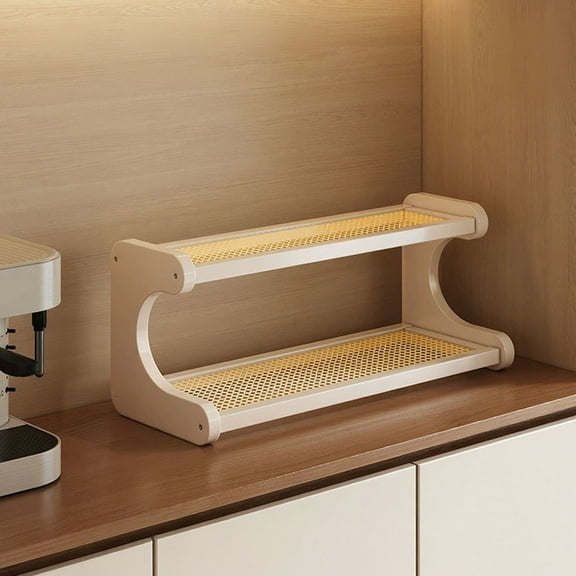Btomtd Wooden Countertop Mug Rack and Organizer, Coffee Cup Display Shelf for Kitchen, Cabinet and Coffee Station Storage Shelves 12"W x 6"D x 7"H, 2-Tier