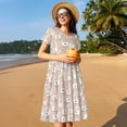 thumbnail image 4 of Vsdgher White Goose for Womens Summer 2025 Casual Midi Maxi Dresses Lightweight Short Sleeve Round Neck Beach Dress -X-Large, 4 of 7