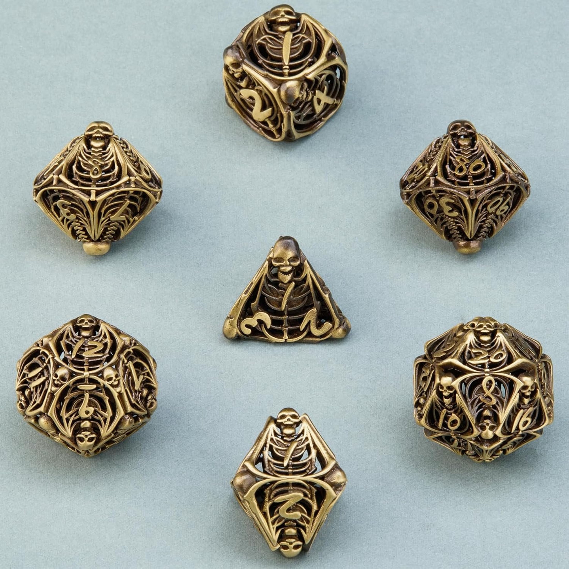 Hollow Skull DND Dice Set - Metal Polyhedral Dice for Classic Games
