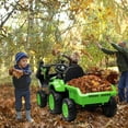 thumbnail image 3 of Luku 12V 3 in 1 Kids Ride on Excavator & Tractor with Detachable Trailer for Boys Girls, Green, 3 of 7