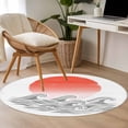 thumbnail image 4 of Orange Ombre Sun Rise Round Area Rug 3Ft Washable Small Circle Rugs for Kitchen Entryway, Ocean Waves Coastal Abstract Art Non-Slip Carpet Floor Mats Indoor Outdoor Carpet Runner Aesthetic Home Decor, 4 of 8