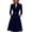 Blue, variant on Rggeeun Womens Dress Solid Color Elegant Ankle-Length V-Neck Long Sleeve Loose Fit Soft Fabric With Waist Shirring Design & Sashes Belt For Summer Work Office Casual Wear,Black,L