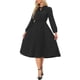 thumbnail image 1 of Vestido Midi A-Line de Manga Larga con Cinta en V Plisado para Mujer INSPIRE CHIC XL Negro, 1 of 6