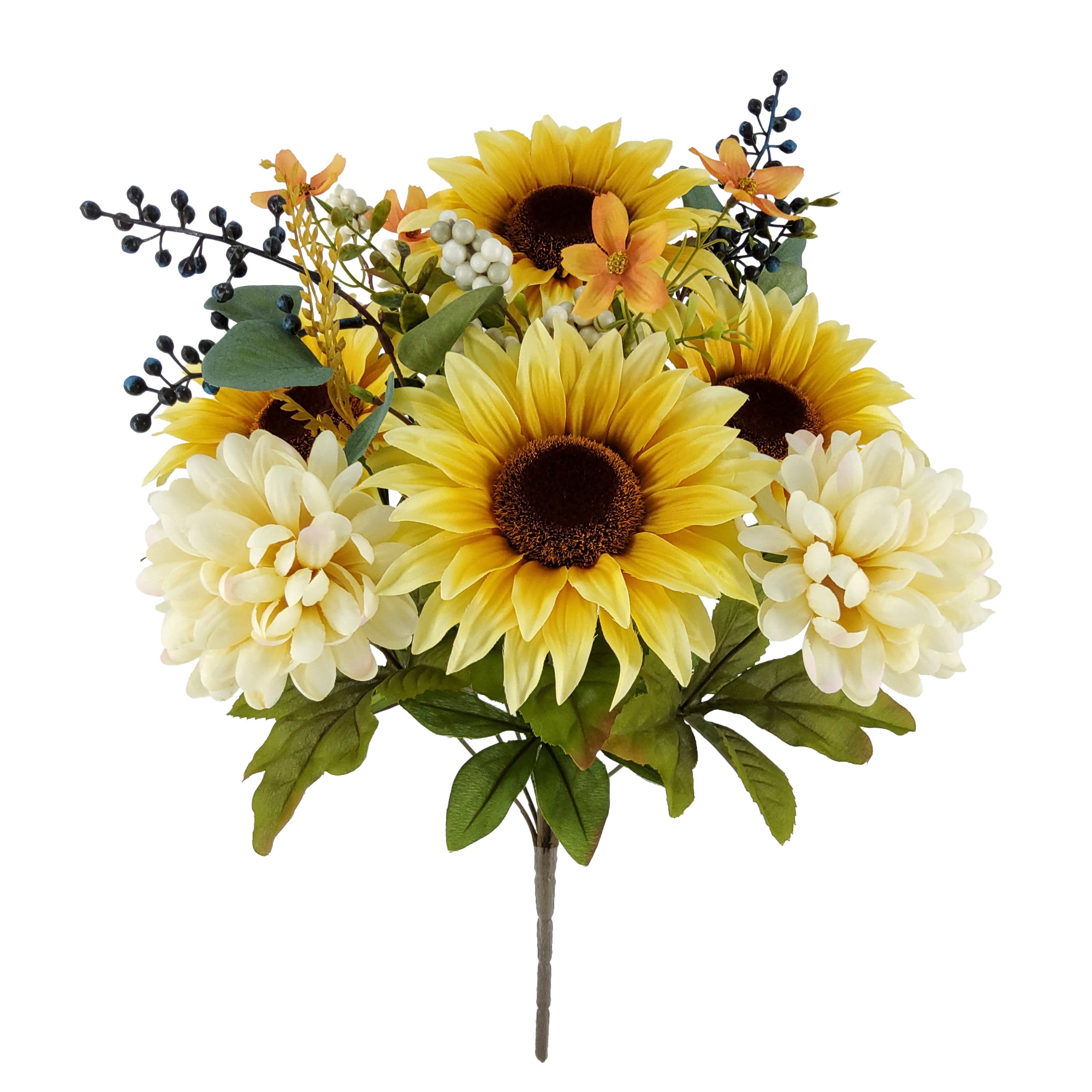 Mainstays Indoor 19 inch Artificial Polyester Sunflower Bouquet, Yellow Color