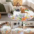 thumbnail image 5 of Pink Orange Flowers Round Area Rug 8Ft Washable Large Circle Rugs for Living Room Dorm, Spring Floral Farmhouse Botanical Non-Slip Carpet Floor Mats Indoor Outdoor Carpet Runner Aesthetic Home Decor, 5 of 8