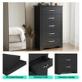 LINSY HOME 5Drawer Bedroom Dresser, Nursery Organizer, Tall Chest of