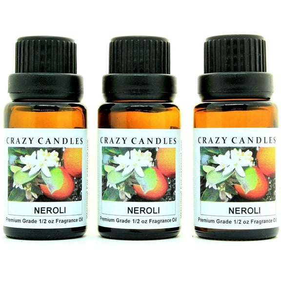 Crazy Candles Neroli 3 Bottles 1/2 Fl Oz Each (15ml) Premium Grade Scented Fragrance Oil (Orange Blossoms – Delicate and Slightly citrusy) Made in USA