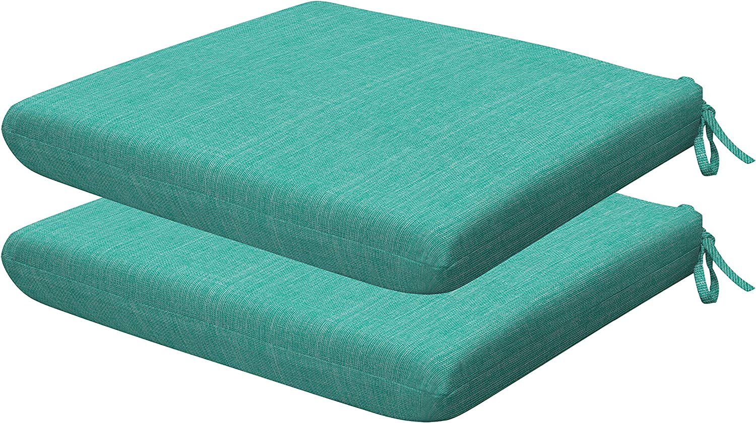 Indoor/Outdoor Textured Solid Surf Aqua Universal Seat Cushion Recycled Fiberfill, Weather