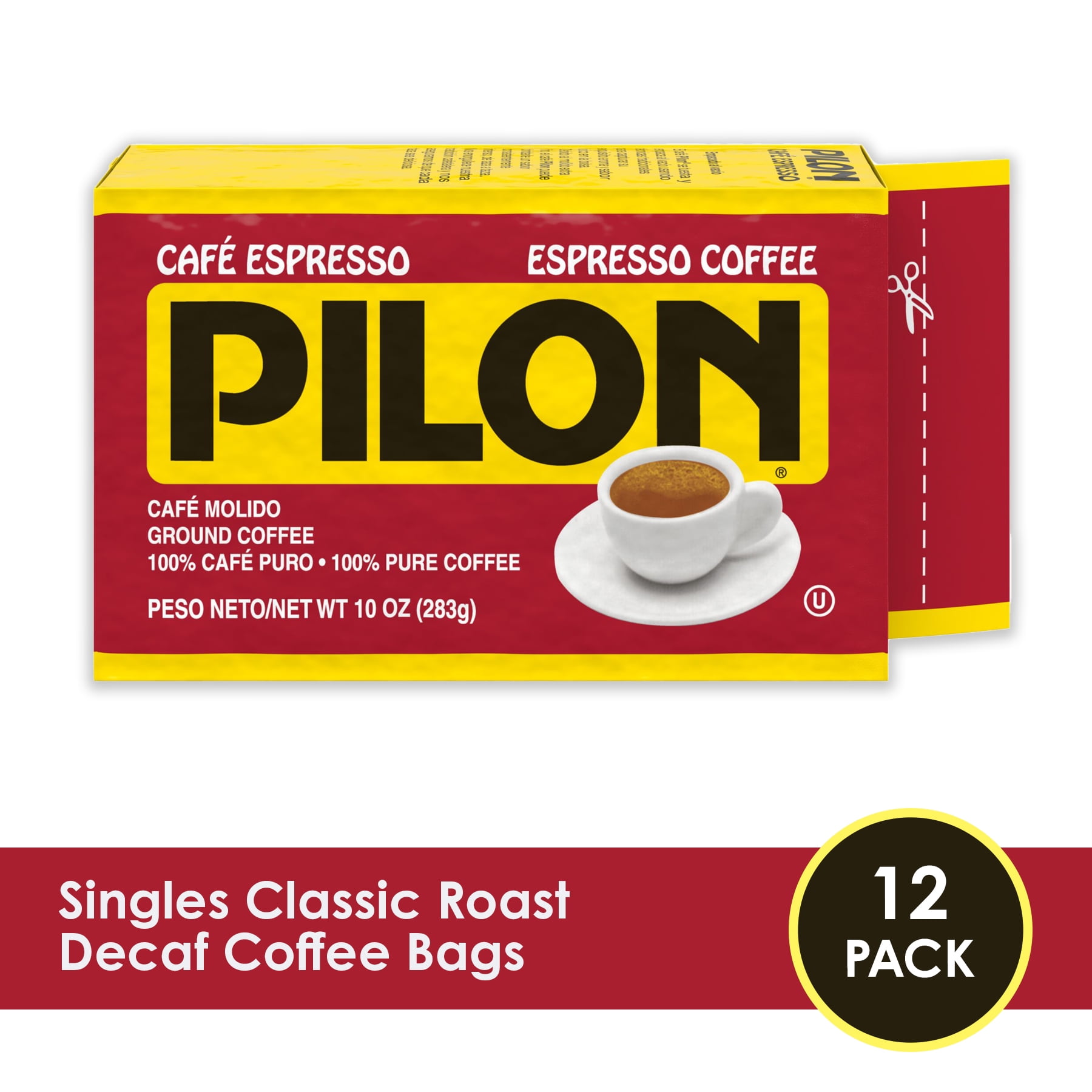(12 Pack) Pilon Espresso Ground Coffee, 10 oz Bricks