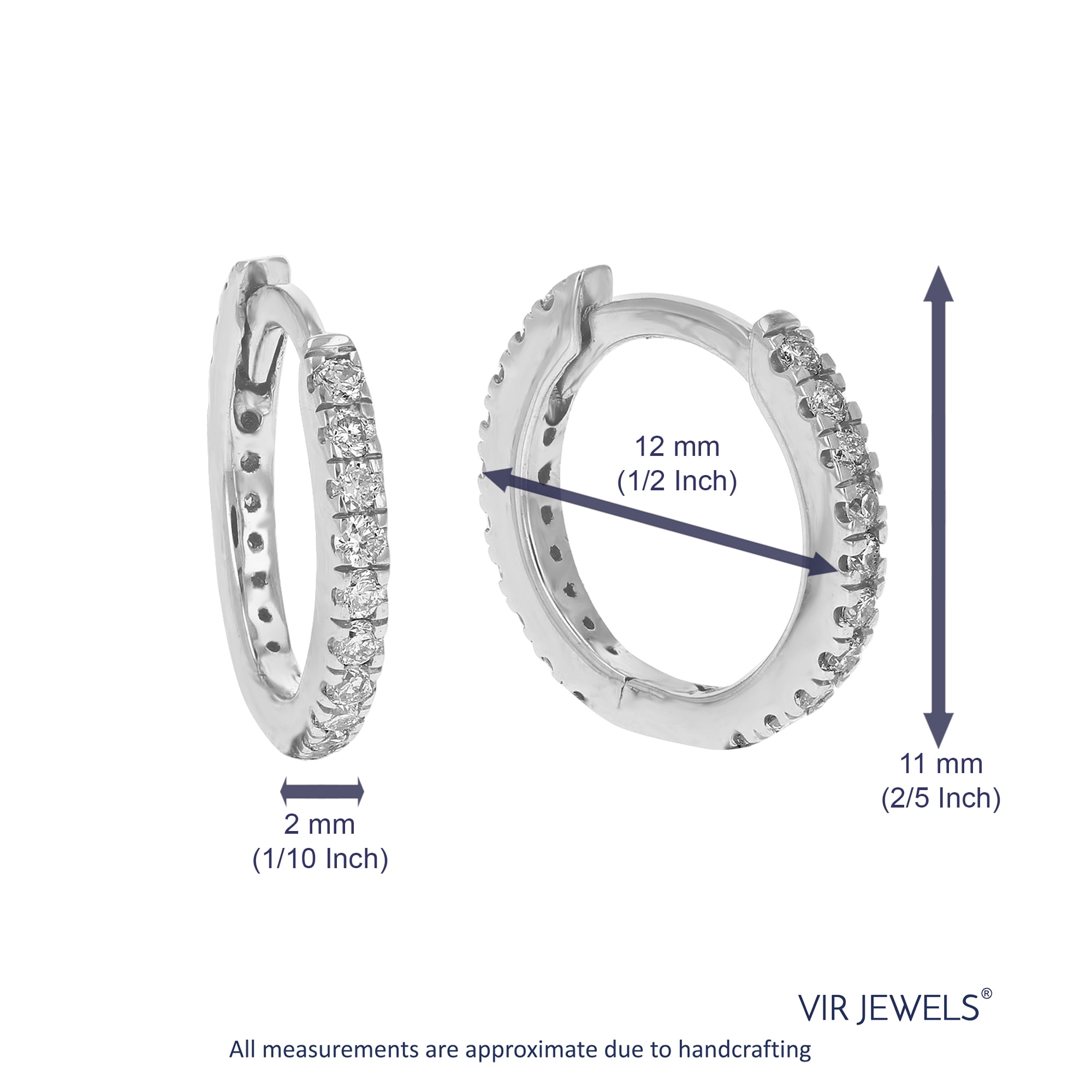 Vir Jewels 1/4 CTTW Lab Grown Diamond Hoops Earrings in Sterling Silver With Hidden Post For Women