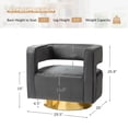 thumbnail image 7 of Velvet Swivel Accent Barrel Tub Club Chair 3D Curved Open Back Gold Metal Base Home Living Room Set of 2 Grey, 7 of 7