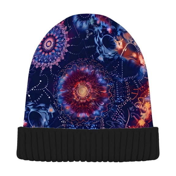 joogoo Mandala Tie Dye Starry Beanie Hats Cuffed Winter Warm Knit Thick Beanies