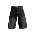 thumbnail image 4 of QIJUNTUO Women's Vintage Flare Denim Shorts With Stretch Waist & Side Pockets Black, 4 of 4