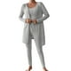 thumbnail image 2 of HongQid Womens Waffle Knit 3 Piece Lounge Sets Pajama Tank Top Long Sleeve Cardigan and Pants Loungewear Outfit, 2 of 4