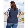 thumbnail image 4 of Hauts Grande Taille pour Femmes Manches Courtes Cloche T-Shirts d'Été Col Rond Décontractés, 4 of 4