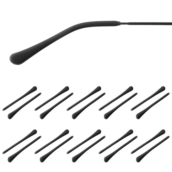 Uxcell 10 Pairs Eye Glass Replacement Temples, Silicone Anti-Slip Eyeglass End Tips Glasses Retainers Fits 0.9-1.2mm for Round Thin Metal Eyeglass Sunglasses Temple, Black