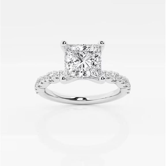 Cloud Jewel 14k White Gold Plated Wedding Anniversary Ring - 1.9 Ct Princess Cut 4-Prong Set Diamond Ring - Women's Jewelry Engagement Wedding Silver Ring - Jewelry Diamond Ring On Clearance