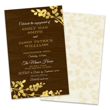 Personalized Golden Leaves Engagement Party