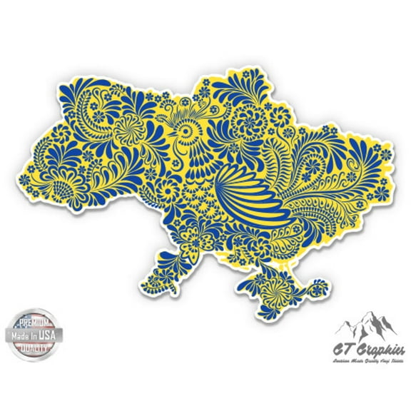 Ukraine Yellow and Blue - 3" Vinyl Sticker - For Car Laptop I-Pad Phone Helmet Hard Hat - Waterproof Decal