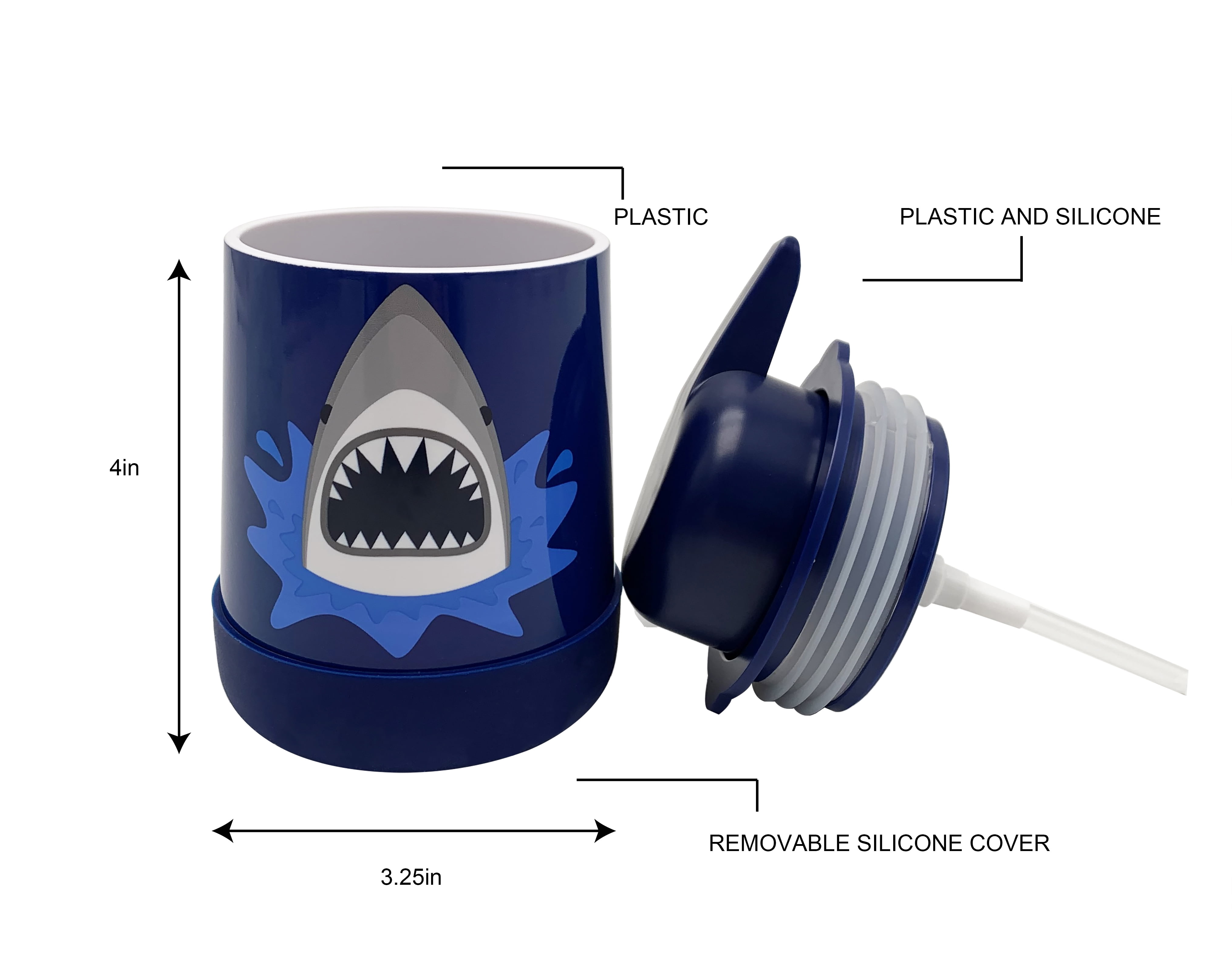 Your Zone Kids Shark Soap Pump with Non-Slip Bottom, 14 oz