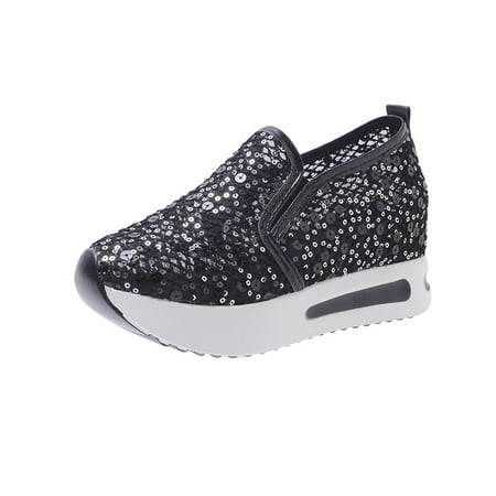 

EQWLJWE 2022 Spring Autumn Sneakers Fashion Outdoor Breathable Wedges Casual Canvas Tennis Round Toe Loafers Shoes Deals Discount Clearance