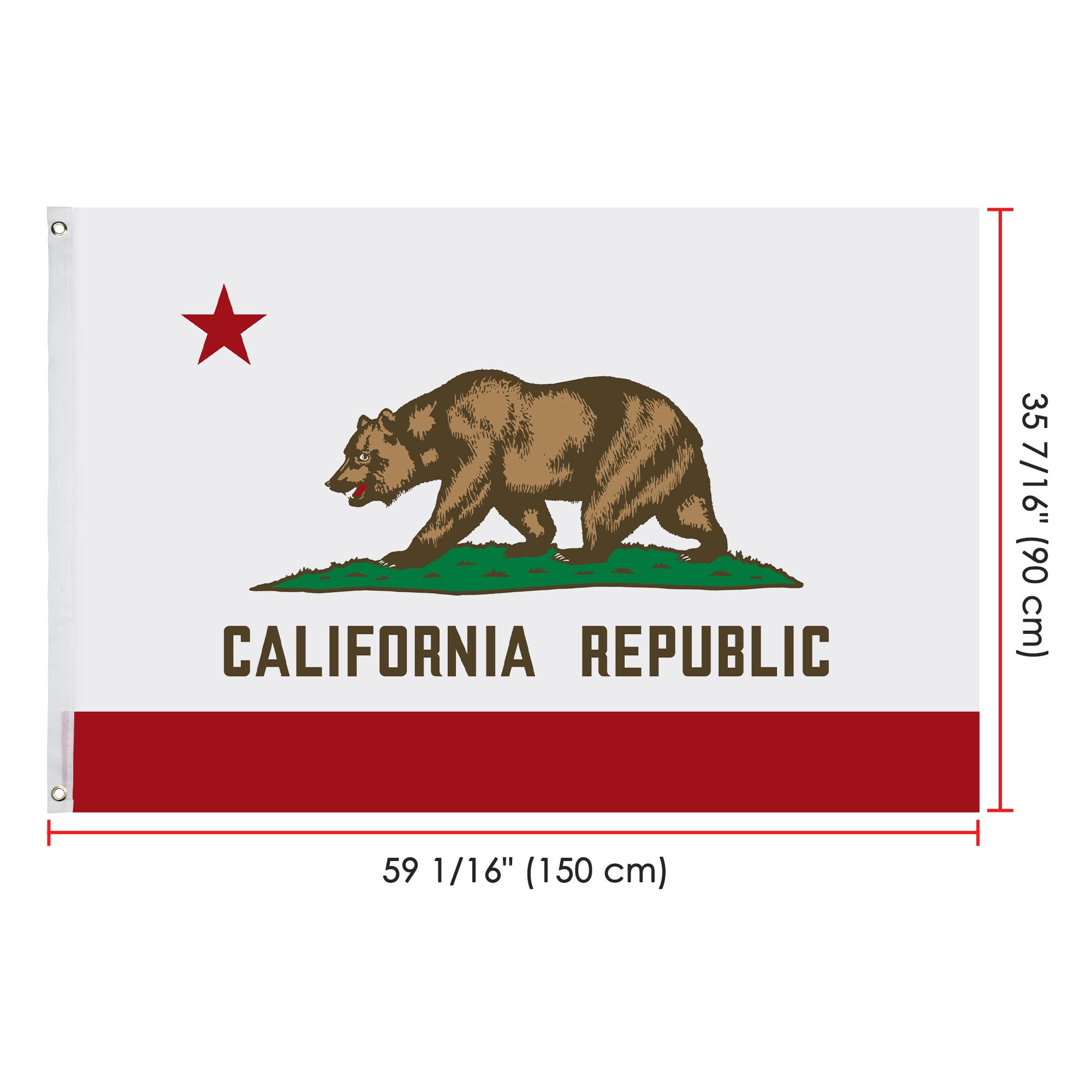 Yescom California State Flag 3x5 Ft CA Republic Bear Heavy Duty Fade Resistant Polyester Grommets Garden Banner