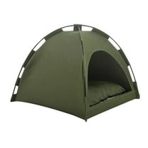 Kitty Campout Tent, Foldable Waterproof Cooling Cats Cave Bed, Portable Cat Tent, Lightweight Cat House for Outdoor and Indoor, Pet Camping Tent House for Dogs Cats Puppy Kitty (Green, 58")