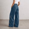 thumbnail image 5 of Yutgune Women's Wide Leg Jeans High Waisted Stretch Denim Pants Grommet Detail Jeans with Pockets, 5 of 9