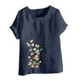 thumbnail image 4 of IROINNID Women's Summer Buttons Oversize Casual Round-Neck Short Sleeve Floral Printing Loose Shirt Tops Under 10$, 4 of 5