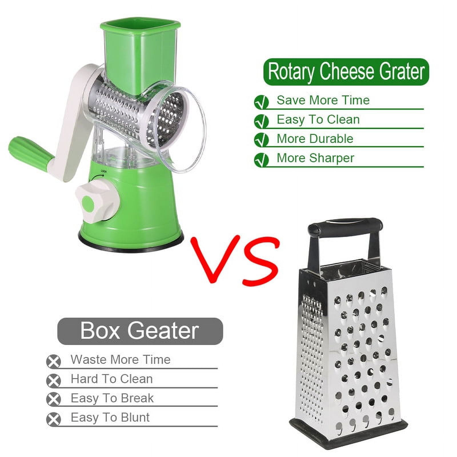  SEYODA Graters for Kitchen,Cheese Grater Efficient Vegetable  Slicer with 3 Interchangeable Round Stainless Steel Blades,Easy to Clean Rotary  Cheese Grater for Fruit,Vegetables,Nuts. (Blue): Home & Kitchen