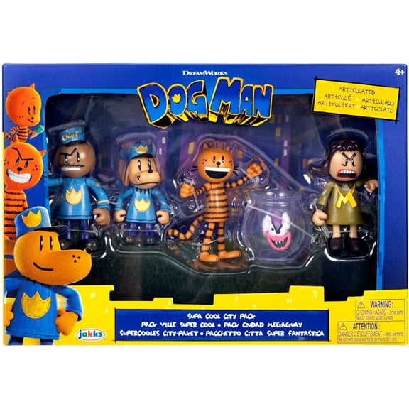 Supa Cat Dog Man, Chief, Petey, Mayor & Flippy Action Figure 5-Pack