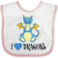 thumbnail image 3 of Inktastic I Love Dragons with Cute Blue Dragon Boys or Girls Baby Bib, 3 of 4