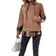 thumbnail image 1 of Sudadera con Capucha de Larga para Mujer, Estilo Patchwork A Cuadros, con Abertura Lateral, Ideal para Otoño e Invierno. Marrón L, 1 of 9