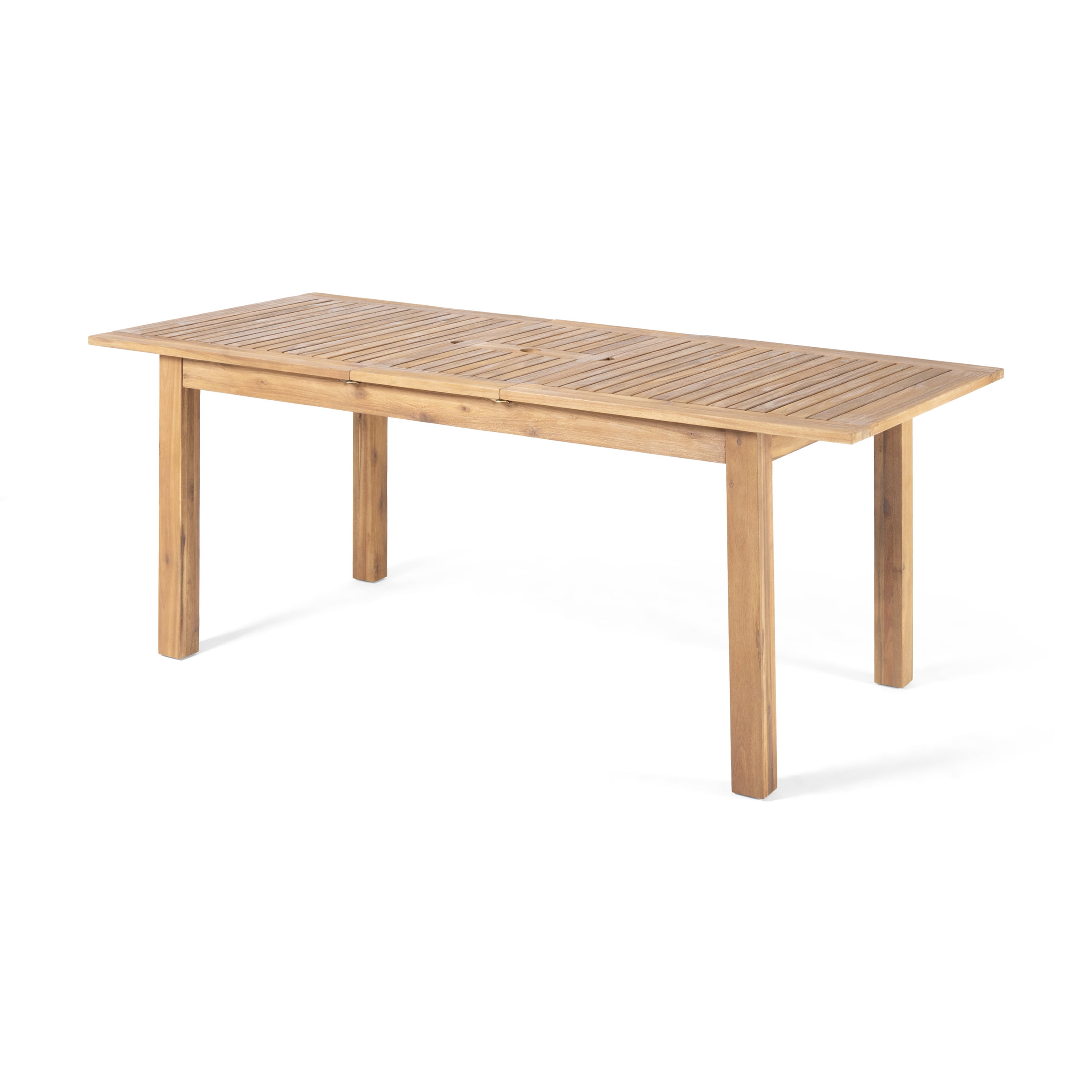 Outdoor Expandable Dining Table, Acacia Wood Frame Household Dinner Table for Patio Garden, Natural