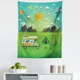 thumbnail image 1 of Happy Camper Tapestry, Family Caravan with Bicycle and Balloons Outdoors Mountain Landscape Cartoon, Fabric Wall Hanging Decor for Bedroom Living Room Dorm, 5 Sizes, Multicolor, by Ambesonne, 1 of 1