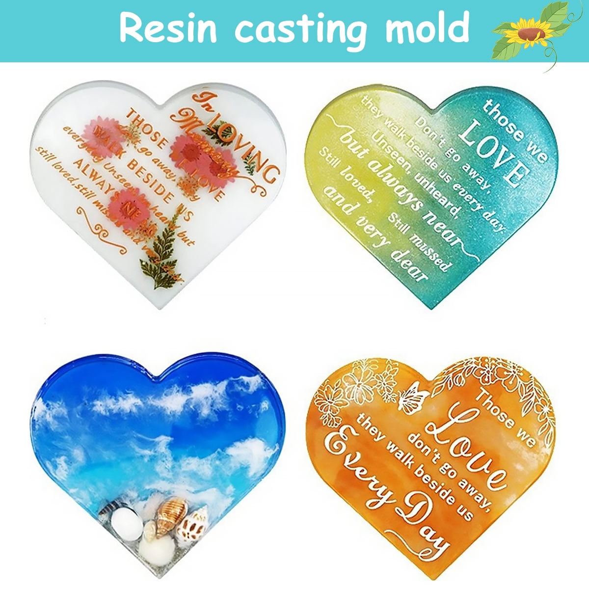 4pcs Silicone Molds for Epoxy Resin Molds 3D Heart Shaped Sign Resin Art  Casting Molds for Flowers Preservation Resin Bookend Photo Frame Molds for  Anniversary Valentine's Day Gift 